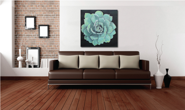 flower of life sacred geometry canvas Succulents green spiritual