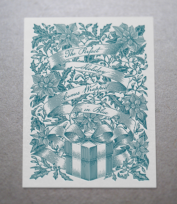 engraving holidays Christmas card print greeting gift