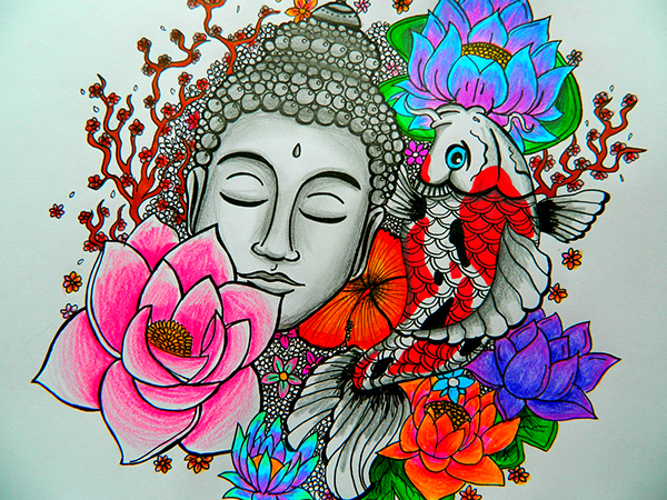 Tattoo Design (Buddha,Koi and Lotus Blossom) on Behance