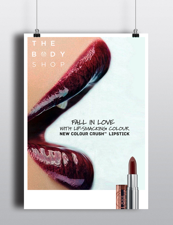 the body shop D&AD Young Blood Awards advertisment Poster Design body butter Colour Crush Lipstick White Musk Nutriganics campaign