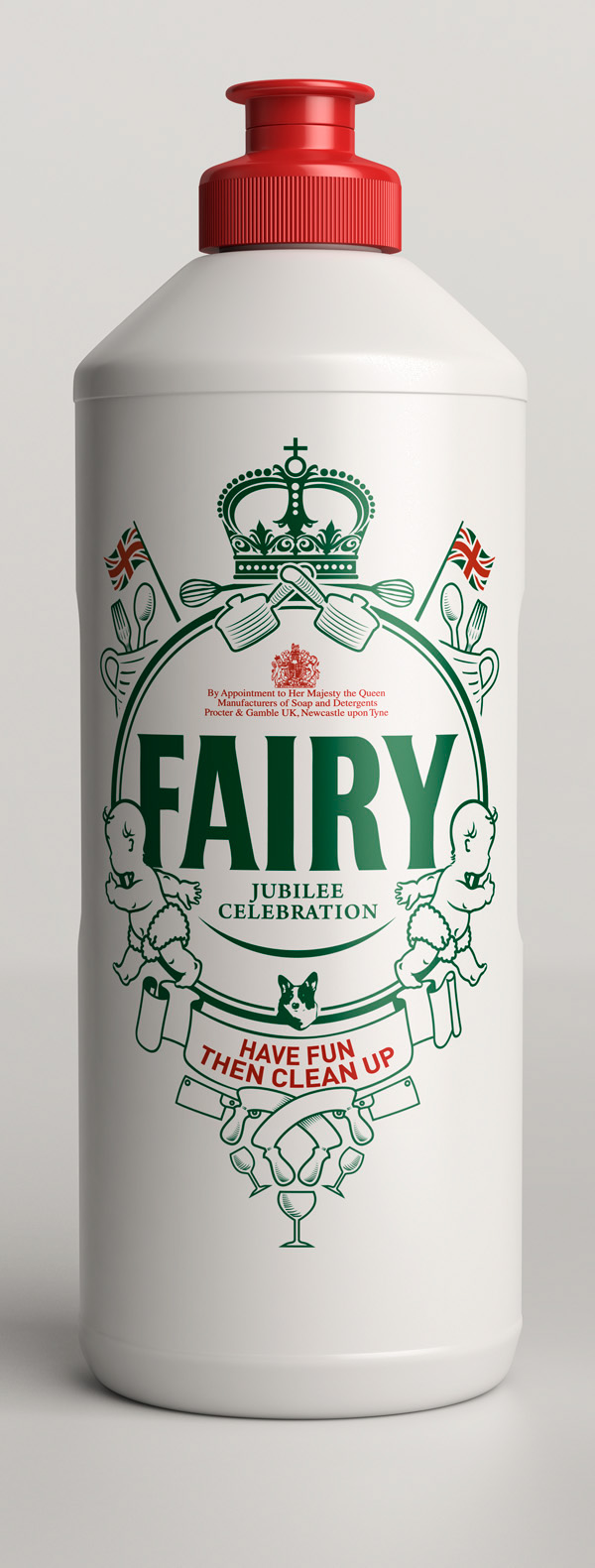 CGI Vrayforc4d vray fairy product shot 3D Fairy liquid jubilee queen Corgi cinema4d cinema 4d c4d