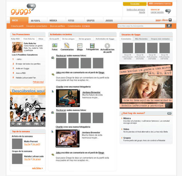 social media Gyggs redesign Diseño web