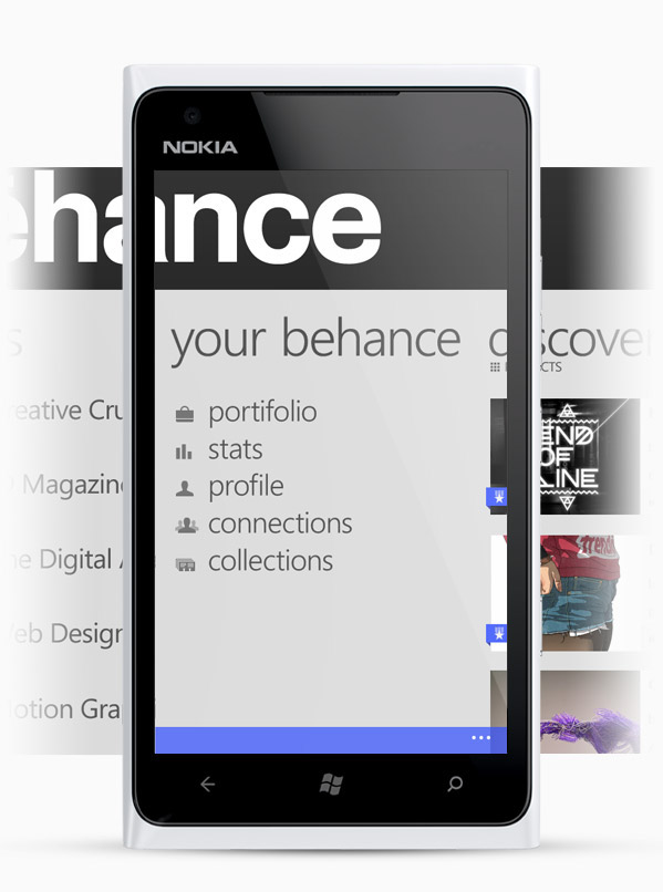 Behance  app windows phone metro mobile Interface concept
