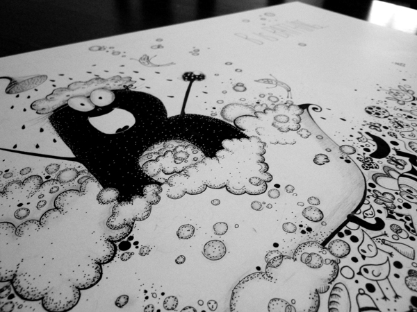 Black&white ink hand-drawn