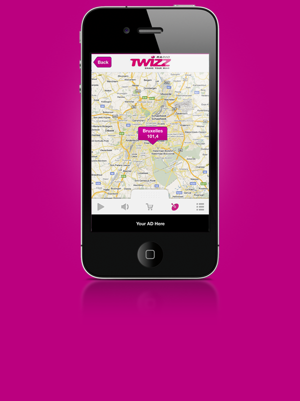 mobile iphone Radio app application Website belgium belgian pink ios player retina social Web Webdesign