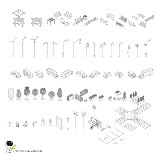 Isometric Urban Furniture Kit (.ai and .psd)