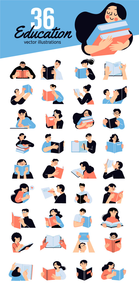 book Distance Education e-learning Education ILLUSTRATION  learning people school study vector