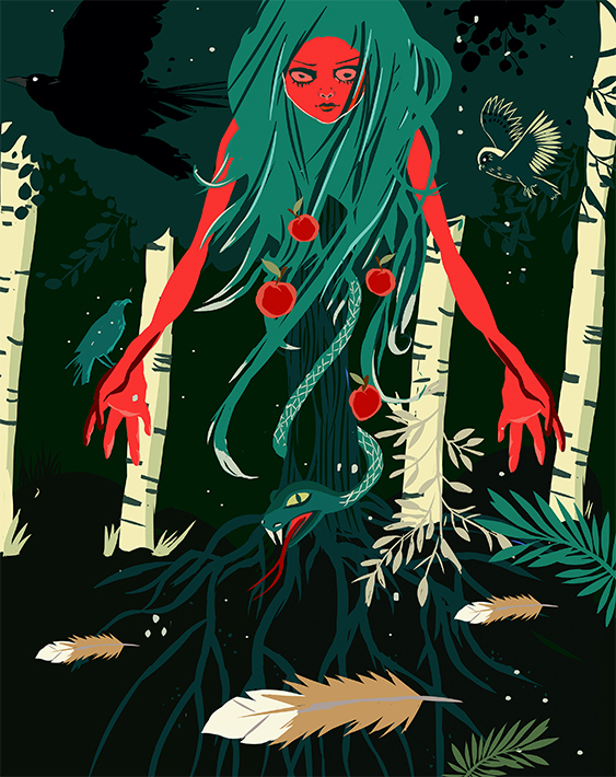 Lilith forest ghost godess snake daemon trees night mythology
