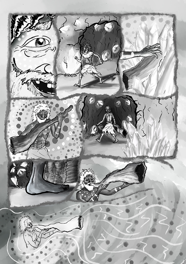 comics hq História em Quadrinhos Aborigene didgeridoo dreams sonho chameleon camaleão primitive primal Expressionism masks mascaras