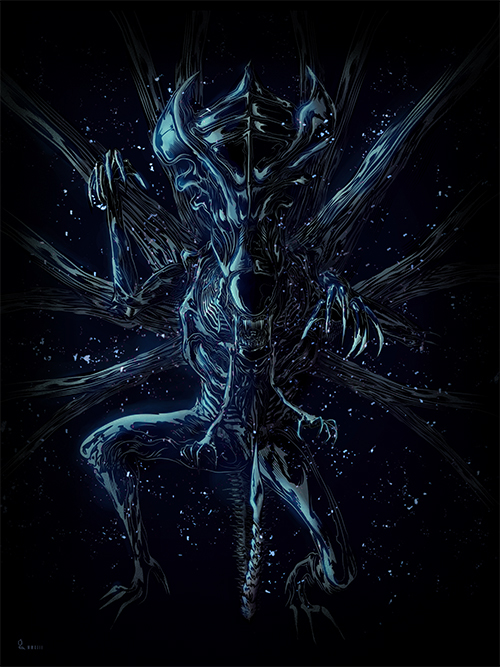 alien queen hero complex peter gutierrez graphic black  dynamic rex