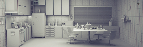 3D illustration kitchen