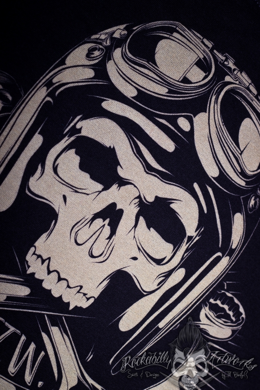 Rockabilly kustom kulture custom kulture rock Roll skull cafe racer record ftw Wrench biker garage shirt