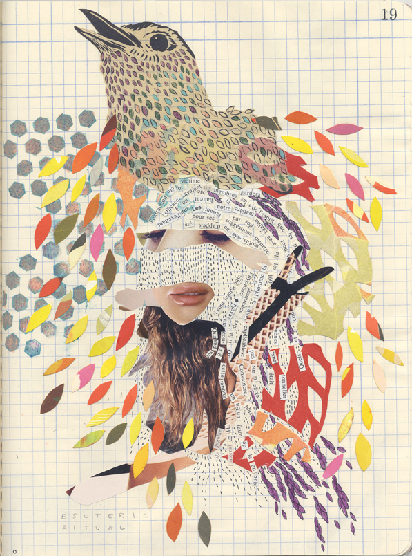 collage sketchbook Nature body female grid hands visceral cybor  esoteric dreamy bees eyes