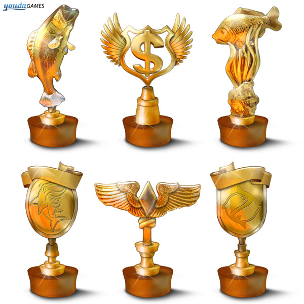 Fisherman screen background harbour trophy trophies port sea logo scene icons Ocean environment game Interface