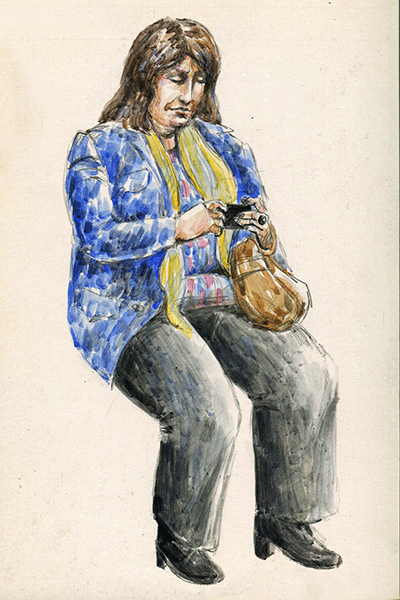 watercolor paintings people portrait Moscow subway art draw