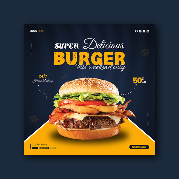 Burger Social Media Post Design