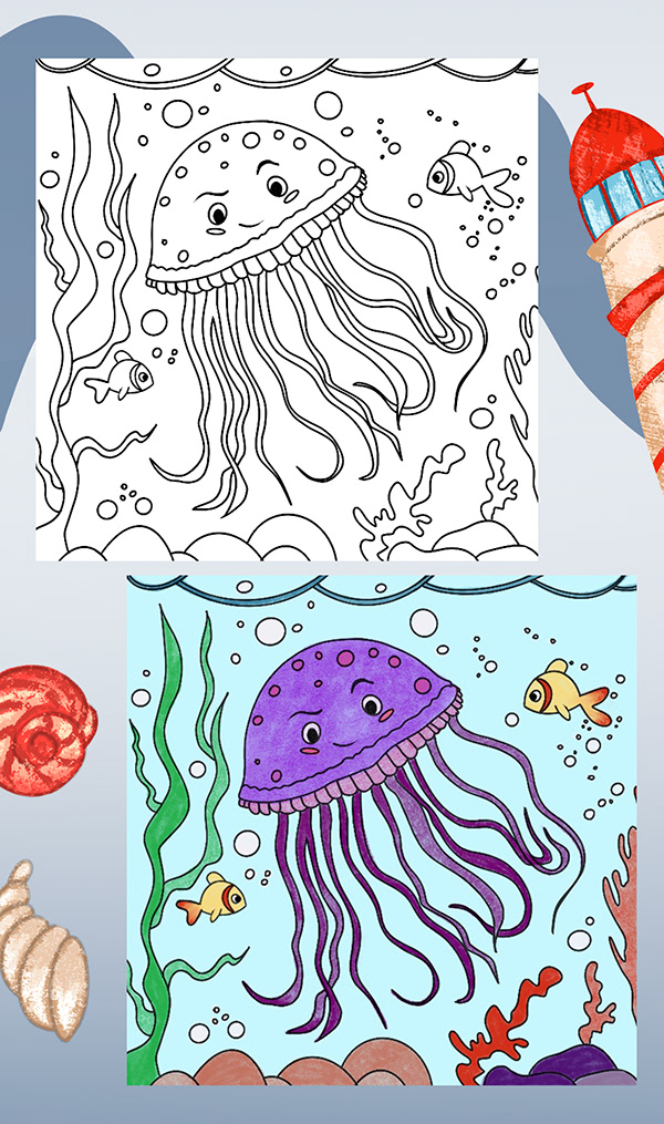 Coloring book "sea creatures" for children
