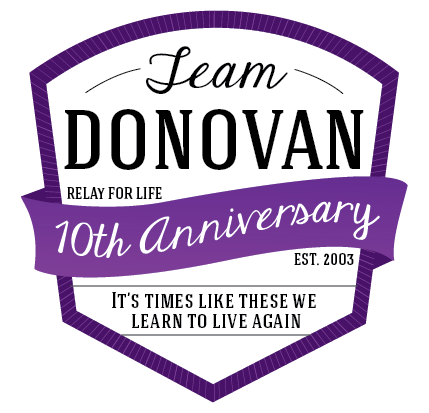 relay for life  team donovan cancer  Purple logo  branding badge