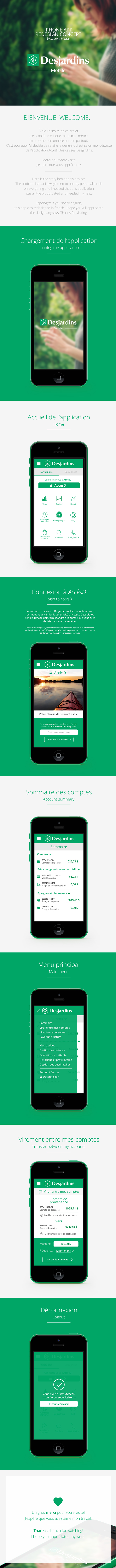 Desjardins app mobile UI Bank design concept redesign