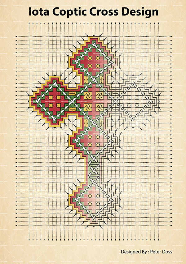 Iota Coptic Cross Design
