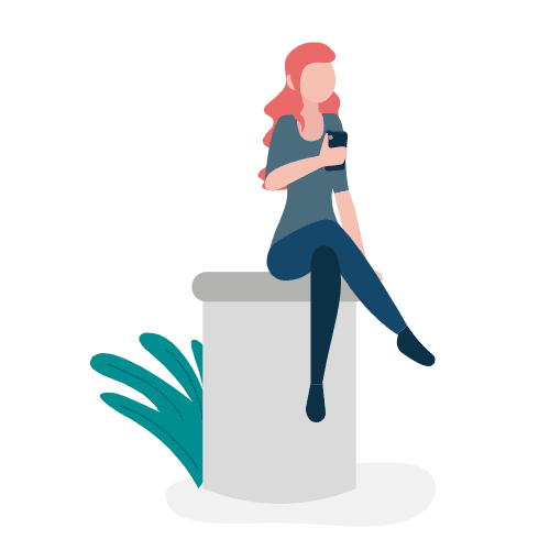  
Its a wonderful animation of a influencer girl taking pictures while sitting on a casual place.