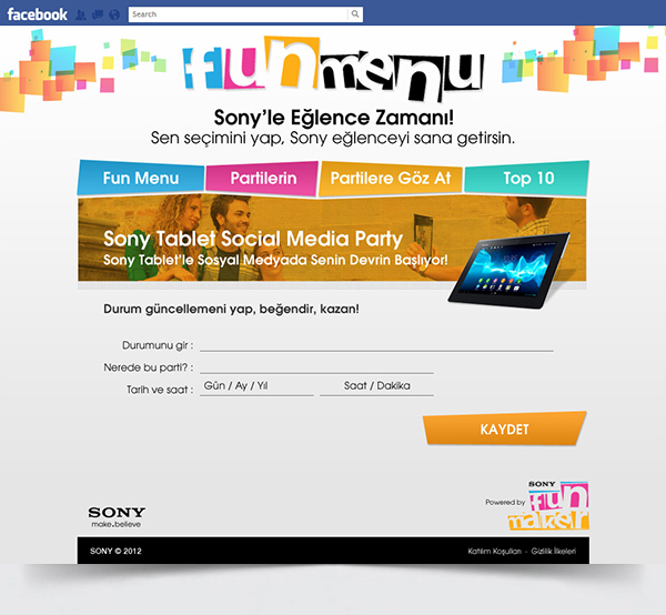application digital Sony funmenu funmaker