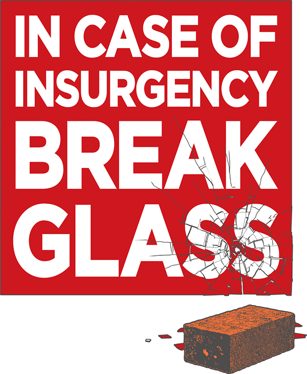 glass break insurgency emergency sign shatter riot brick smash broken Street art t-shirt tshirt shirt