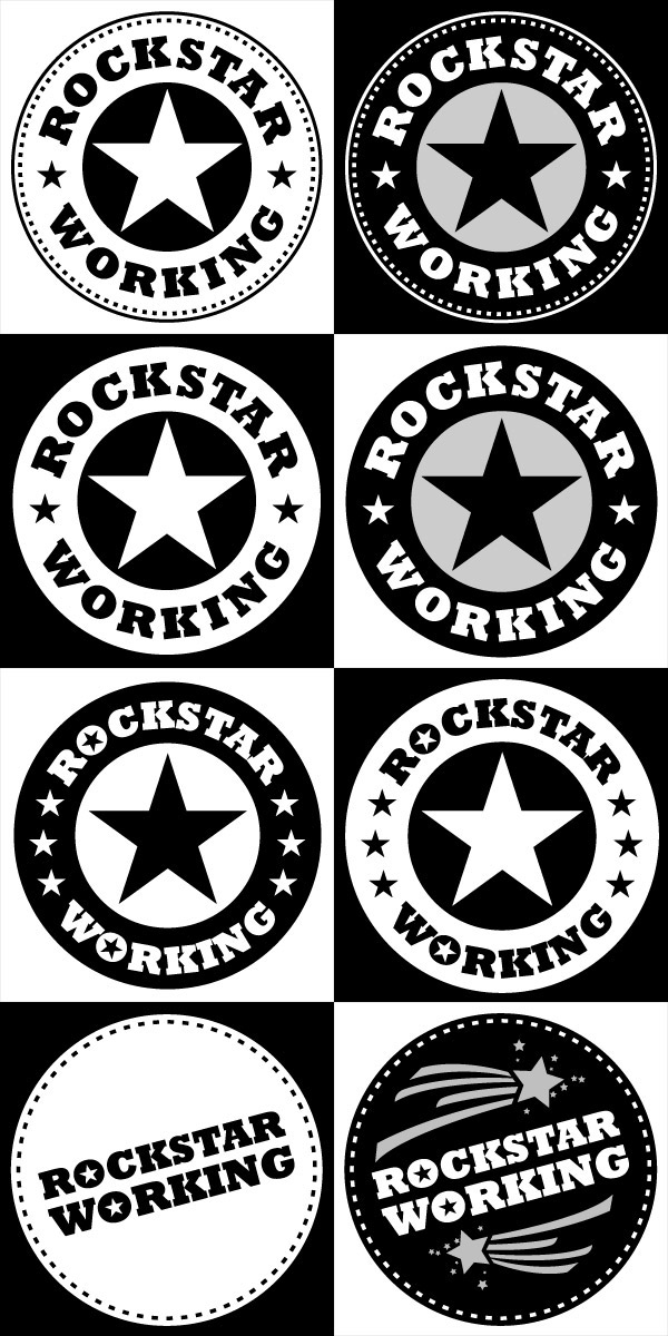 Logo Design creative logo Rockstar Working