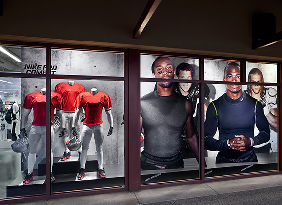 retail windows Custom Windows retail graphics football apparel