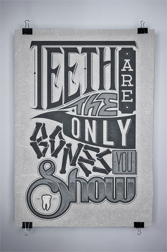 ottogoodz lettering poste teeth bones Show print vector