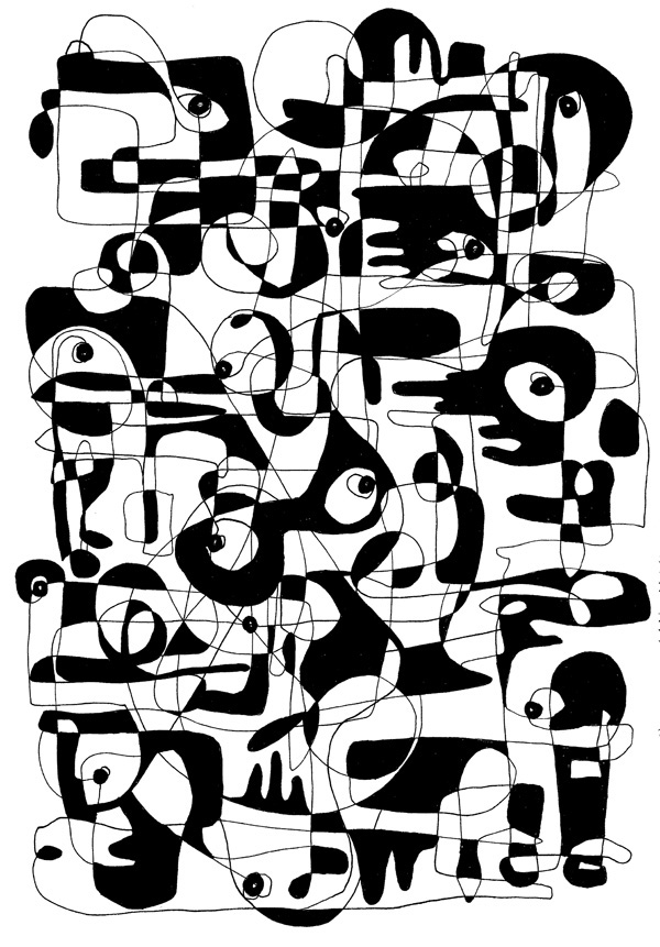 black and white line art line drawing abstract doodle pattern lineart inkpen ink
