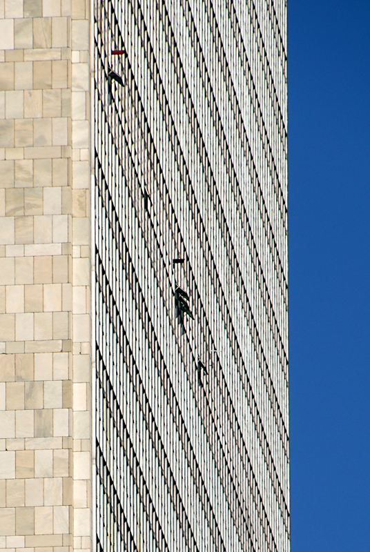 New York Manhattan windows facades buildings houses frames water towers Aerial