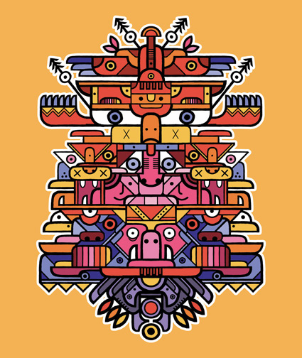 Totem animals graphic illustration