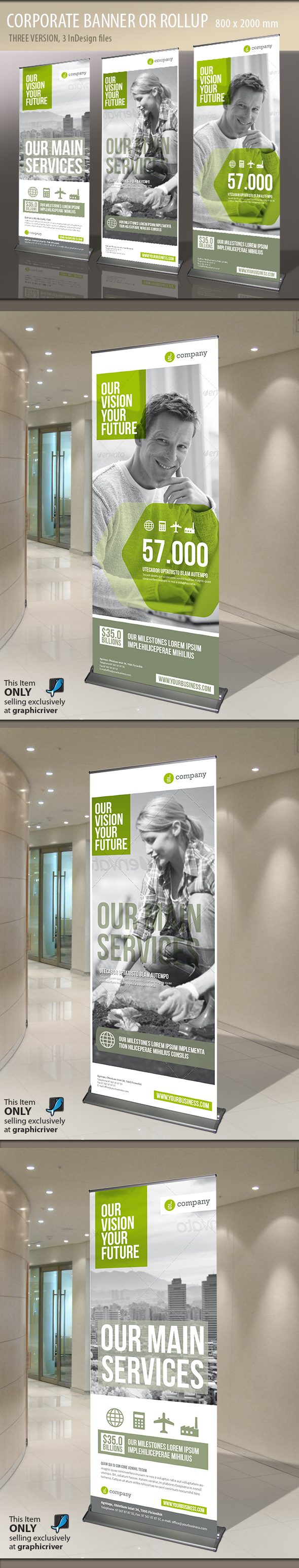 800x2000 banner business corporate Design Templates f.a.q financial graphic graphicriver gray green icons rollup Roll Up Paulnomade