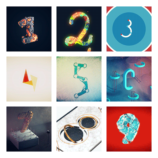 loop motion animation  gif daily motion design 3D digits