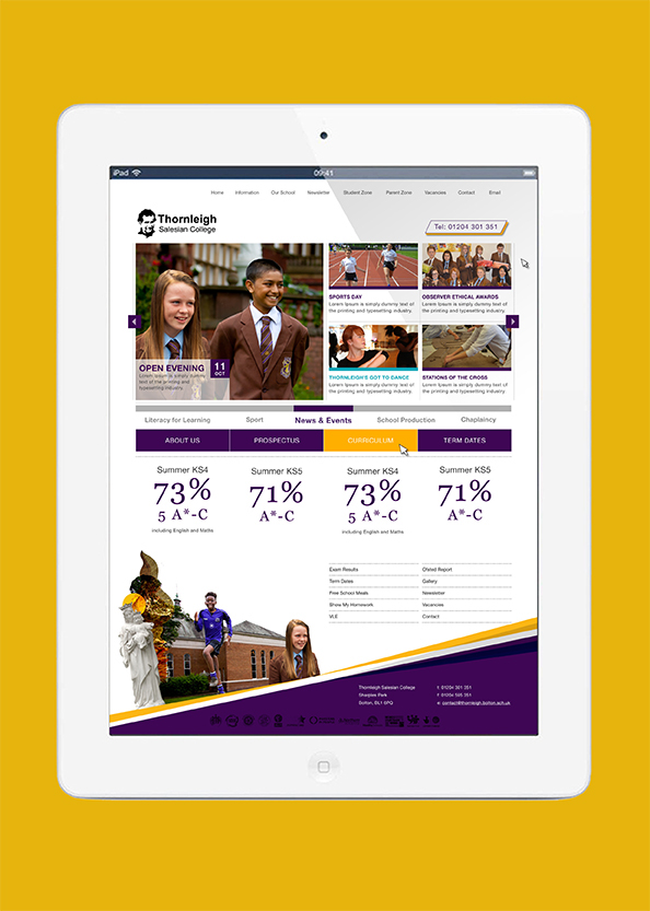job college Website sixth form Catholic digital design