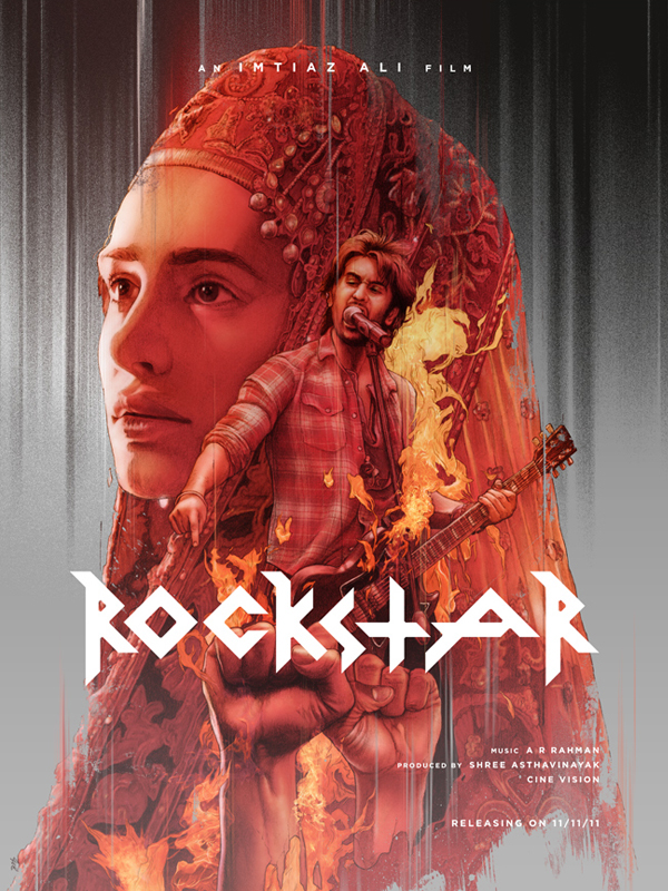 Rockstar Imtiaz Ali movie poster pencil Gabz Grzegorz Domaradzki Bollywood