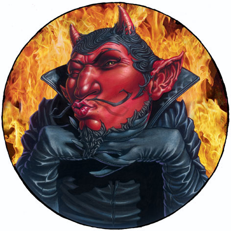 devil hell Flames heat kiss red black art product image myth