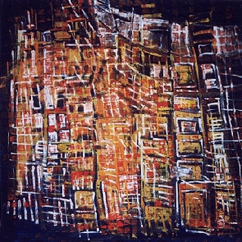 Urban City  architecture  painting  canvas abstrac modern