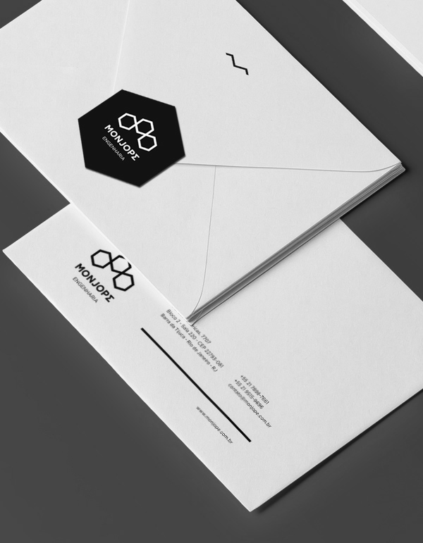 construction mill letterhead envelope business card hexagon