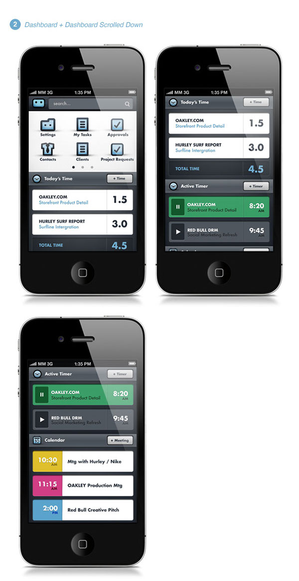 iphone app Mobile app mobile web Project Management iPad tablet dark texture scroll buttons UI Style Guide