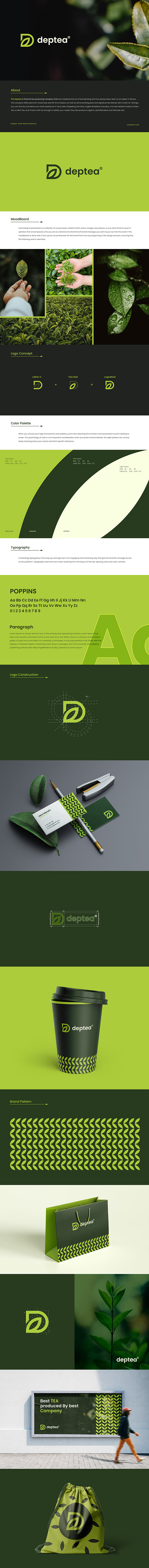 Letter D + Leaf logo and brand visual identity concept