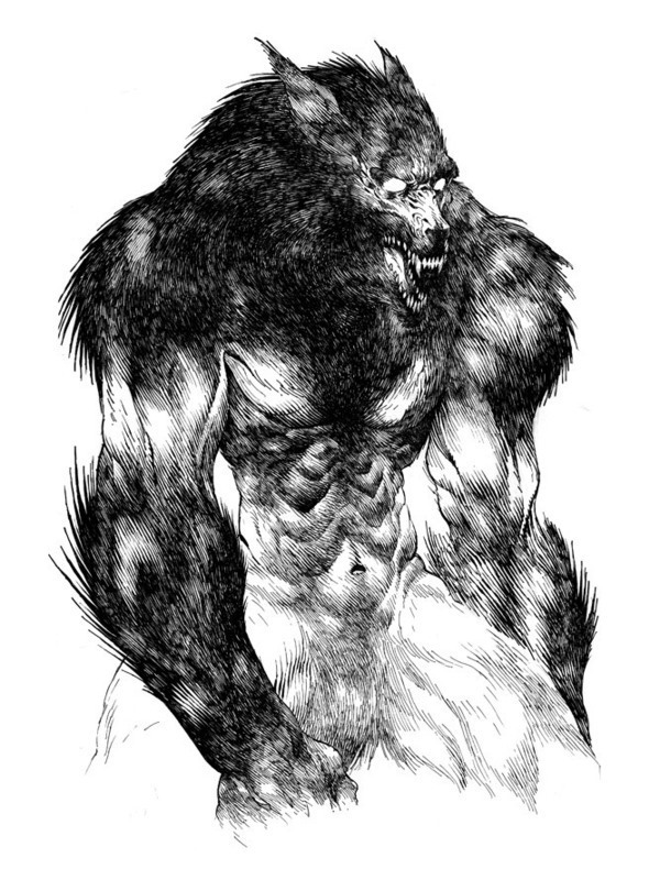 horror vampire Werewolf frankenstein black and white nanquin pen Character