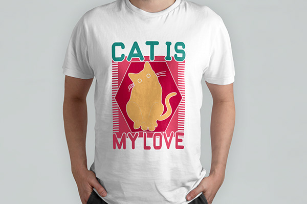 Cat is my love T-shirt design.