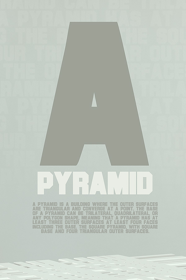 pyramid experiments. 3d font poster