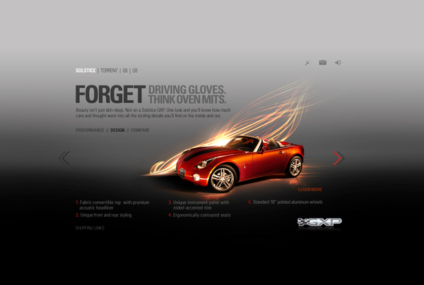 motion design GM Pontiac Auto web site Flash after effects SFX