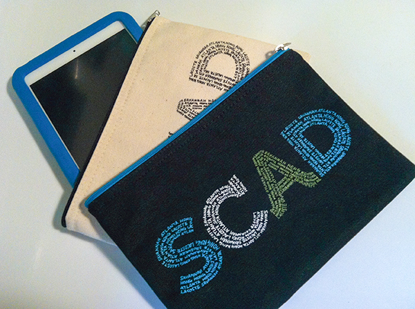 SCAD pouch giveaways Handlettering