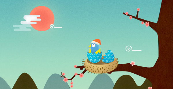 new year chrismas bird illustraions design graphic