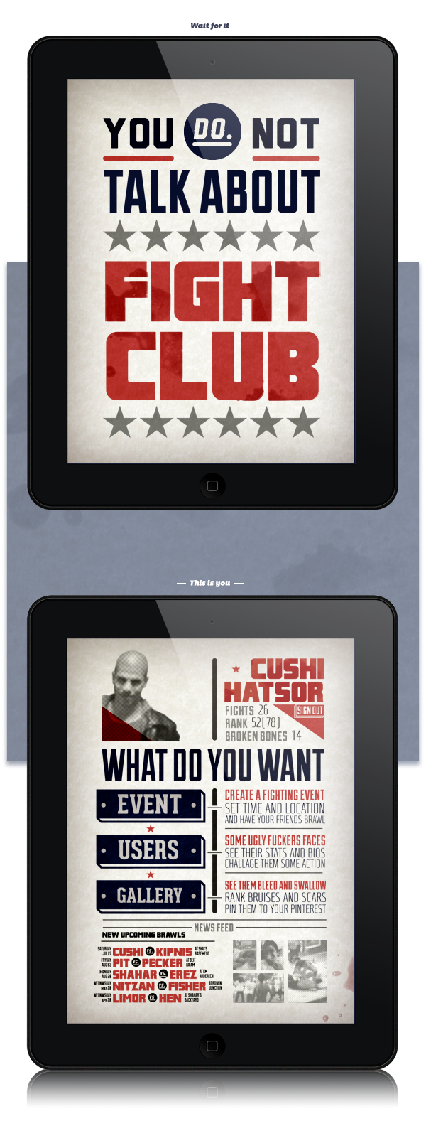iPad  app fight club nitzan gelbard