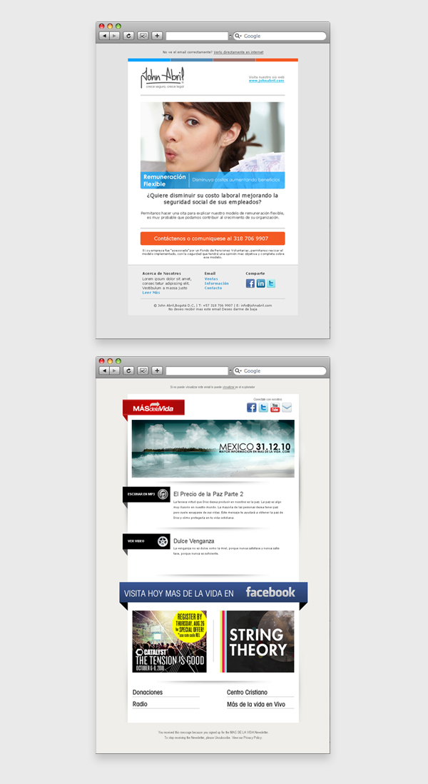 Email newsletter web site colombia
